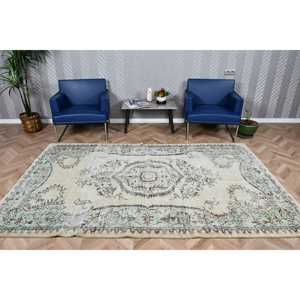 Grand tapis turc vintage 5,4x8,8 pieds, tapis camouflage vert en laine - Product Image 1