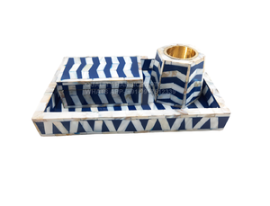 Juego de Quemadores de Incienso Mubkhar de Alta Calidad, con Bandeja de Nácar Industrial Multifuncional con Diseño de Chevron, Hecho a Mano y Decorativo - Product Image 3