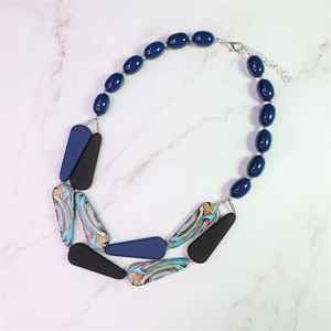 Hermoso collar de resina hecho a mano para mujer, cadena de suéter con cuentas de diamantes, patrón de flores para fiestas - Product Image 2