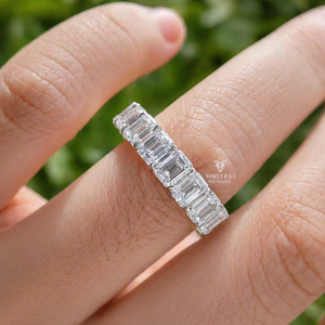 14K Gold Lab Grown Diamond Eternity <b>Ring</b> <b>Emerald</b> Cut Full Eternity Wedding Band D Color VVS Clarity Custom Fine Jewelry Supply - Product Image 3