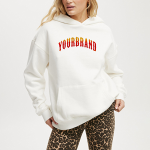 Sudaderas con capucha para mujer de algodón 100% de alto gramaje, anti-bolitas, con insignia frontal impresa DTF personalizada, de tejido polar, corte holgado, antiarrugas - Product Image 6