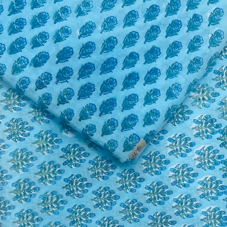 Beautiful Hand Block Printed 100% Cotton Fabric Raw Material for Dress Lightweight by the Yard at Factory Rate Supplier H-16