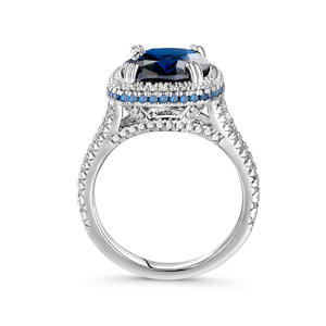 Bague de fiançailles Jeulia en argent sterling avec saphir rose taille coussin 14 carats et halo - Product Image 3