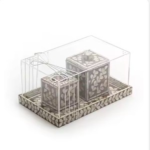 Ensemble de cadeaux de plateaux décoratifs de Noël 2 pièces pot supérieur en acrylique nacré pour la nourriture et le dessert prix de gros - Product Image 2