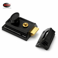 Serrure de porte noire, loquet de sécurité nocturne pour portes |   Corps de serrure en alliage de zinc de 60 mm avec cylindre à noyau en laiton