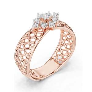 Bague en cluster de diamants de laboratoire 0,108 CT pour femmes, clarté VVS-VS EF, or 18 carats, 14 carats, 10 carats et argent 925, rose, jaune - Product Image 4