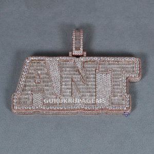 Pendentif lettre en argent sterling 925 personnalisé VVS Clarity Moissanite Diamants Style HipHop amélioré avec motif numérique plaqué or - Product Image 1