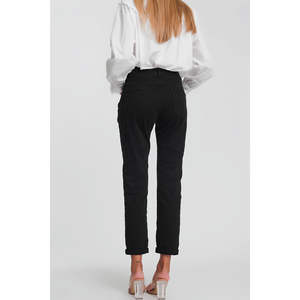 Vaqueros negros de mezclilla transpirables de cintura alta y pierna recta para mujer, estilo casual con estampado de pierna ancha, tallas XL, 2XL, 3XL, corte medio. - Product Image 1