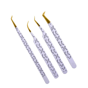 แหนบถอนขนตาสแตนเลสแบบมืออาชีพอุปกรณ์เสริมความงามพร้อมปลายเอียงไฟเบอร์ - Product Image 2