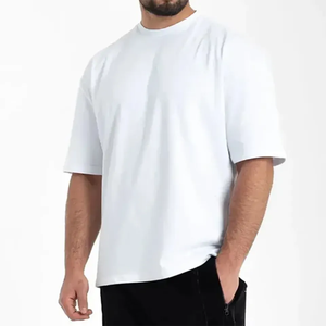 Camiseta de ropa de calle de algodón en blanco, camiseta de gran tamaño con hombros caídos, camiseta personalizada de alta calidad con estampado de peso pesado para hombres - Product Image 6