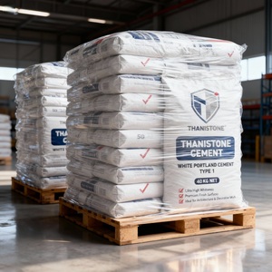 Sacs de 50kg en ciment Portland blanc-Haute luminosité, grade CEM I de type I pour les utilisations en béton préfabriqué et décoratif - Product Image 4