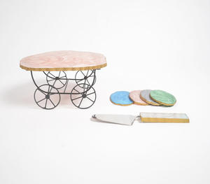 ชุดขาตั้งเค้กเรซินแฮนด์เมดและเสิร์ฟเค้กพร้อมจานรองแก้ว 4 ใบ ผู้ผลิต ผู้ค้าส่ง พรีเมี่ยม โรงงานตกแต่งบ้านและบ้าน - Product Image 3