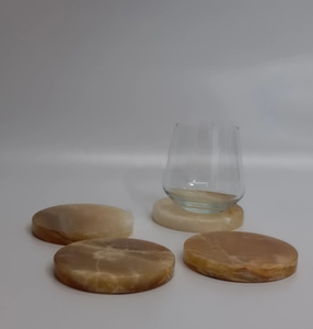 Posavasos de piedra de mármol personalizado de lujo al mejor precio, tapete y almohadillas redondas blancas y amarillas para bebidas - Product Image 5