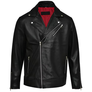 Vente en gros Veste en cuir de couleur unie élégante pour hommes, tenue d'hiver décontractée de haute qualité avec col montant Veste d'hiver à la mode - Product Image 1