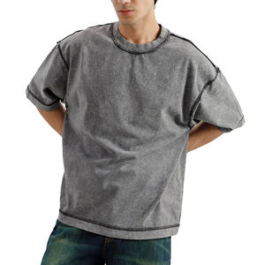 T-shirts d'été surdimensionnés en coton épais de couleur personnalisée pour hommes T-shirt vintage à manches courtes T-shirts de vie décontractés pour hommes et femmes - Product Image 1