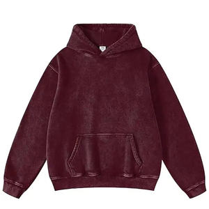 Haute qualité imperméable poids lourd 100% coton polaire tissu hommes surdimensionné pull à capuche hiver doublé personnaliser lavé à l'acide - Product Image 6