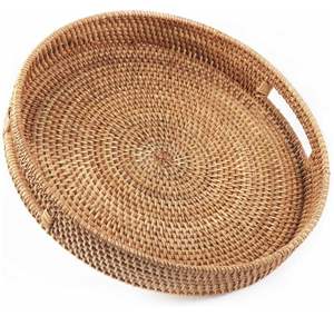 Vente en gros de plateaux à fruits ronds traditionnels en rotin naturel faits à la main de différentes tailles plateaux de service en rotin personnalisés plateaux de décoration intérieure - Product Image 3