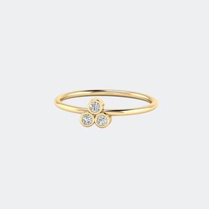 0.20CTW Round Diamond Bezel Three Stone Minimalist <b>Ring</b> 14k Gold Lab Grown D Color VVS <b>Thin</b> Stacking Band for Women - Product Image 6