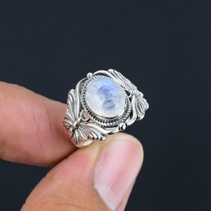 Boho Style 925 Sterling Silver Moonstone Gemstone Ring Fait à la main Plaqué Rhodium Cadeau de mariage pour les femmes pour la fête - Product Image 2