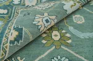 พรมทอมือลายอูชักสีเขียวทันสมัย ผลิตจากขนสัตว์/ไหมตุรกี ไม่ลื่น ขนาด 4x6 10x14 ฟุต ลายแบบนามธรรม สำหรับตกแต่งห้องนั่งเล่น สามารถสั่งทำได้ - Product Image 5