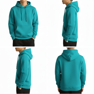 <b>Mens</b> Woolen Pullover <b>Hoodie</b> Solid Lined Autumn Winter Kangaroo Pocket Fashion Custom Logo OEM Wholesale - Product Image 3