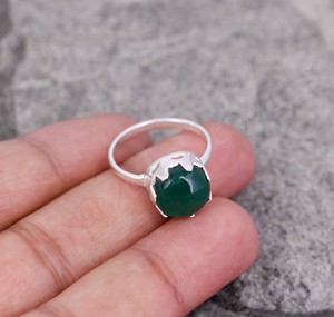 2025, superventas, nuevo Anillo de piedras preciosas, Plata de Ley 925, redondo, 10mm, joyería de plata de ónix verde, anillo de dedo, último diseño para mujer - Product Image 5