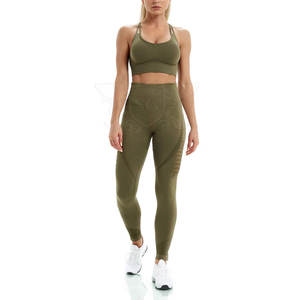 Gimnasio de alta calidad Fitness Conjunto de yoga sin costuras Mujeres 2 piezas Conjunto de yoga sin costuras Deportes Gimnasio Desgaste Conjunto de yoga - Product Image 1