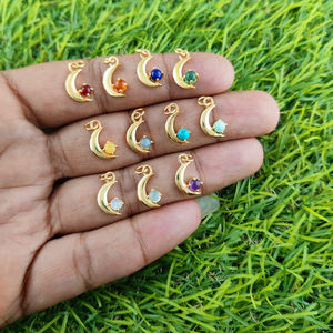 4mm Carnelian Cabochon 18K Gold Vermeil 925 Sterling Silver Pendant Crescent Shape Rhodium Plating Prong Fine Pendants <b>Charms</b> - Product Image 4