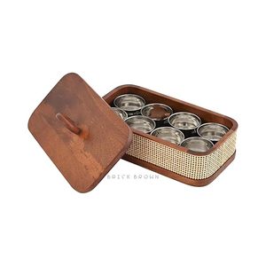 Caja de Especias de Madera Natural Pulida a Mano, Ecológica, con Grosor Ajustable, Diseño Vintage, Apta para Lavavajillas, para Cocinas Domésticas - Product Image 5
