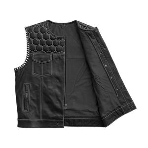 Gilet en cuir noir de haute qualité, style streetwear Silo Sports, tendance, grande taille, sans manches, doublure en polyester pour l'hiver - Product Image 4