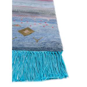 Tapis en laine et soie de bambou noué à la main à motif géométrique bleu Freedom Manchaha pour la décoration de la maison et du salon - Les-8195 - Product Image 4
