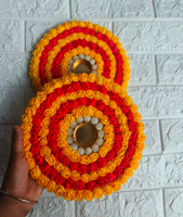 Porte-bougie en métal artisanal indien traditionnel à motif floral Rangoli, plusieurs couleurs, 8x8 pouces, décoration pour Diwali, Navratri, temple