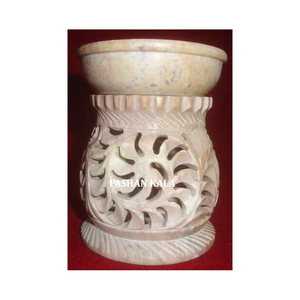 Belle sculpture très artisanale personnaliser la conception de brûleur à mazout d'arôme de qualité supérieure en stéatite brillante pour la maison fabriqué en Inde - Product Image 1