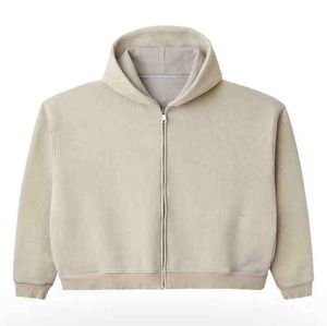 Sudadera con capucha y sudadera en blanco de gran tamaño para hombre con cremallera de peso pesado 100% algodón - Product Image 5