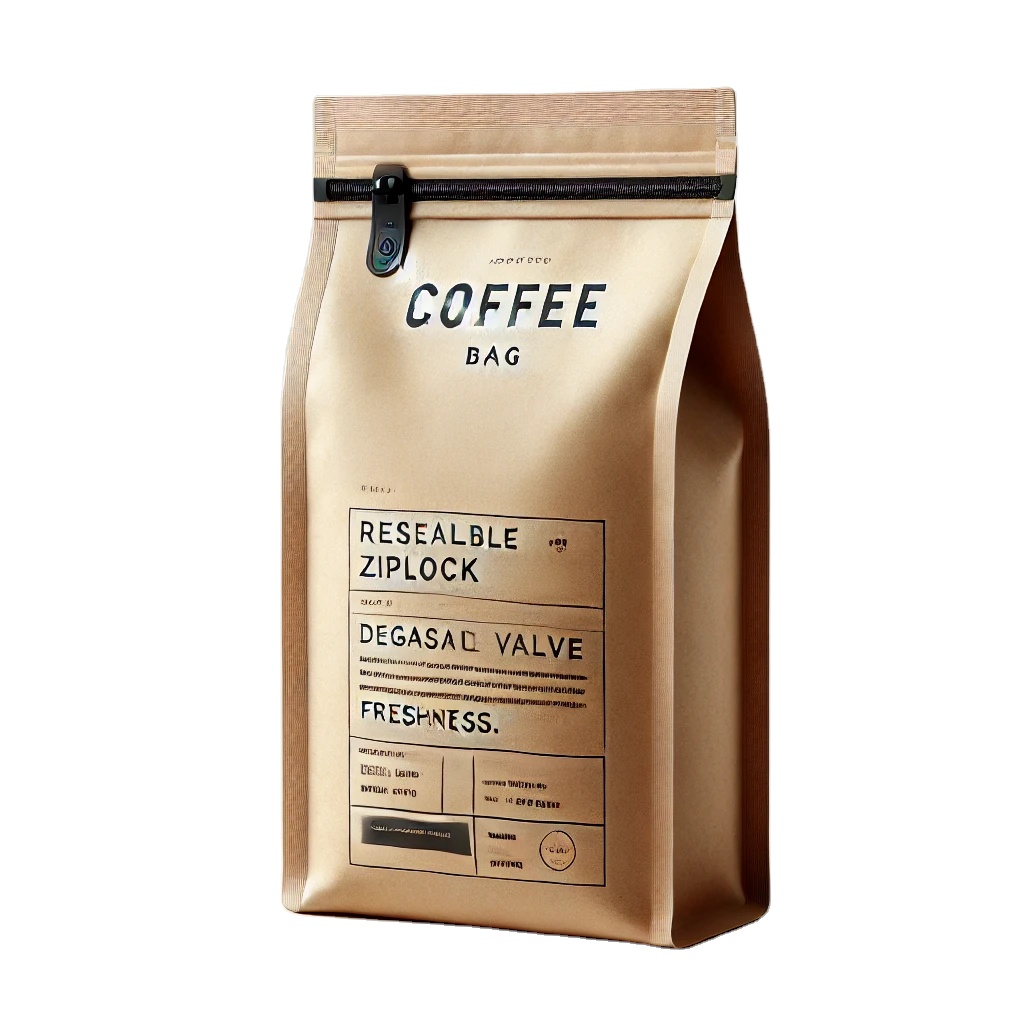 Custom 12 oz Small Sealable Flat Bottom Kraft Paper China Beans Coffee Packaging Valve Pouch Bags