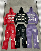 Custom Sweatsuits Sun Faded 100% Algodón Zip up hoodies chaqueta Sweatsuit set Vintage Acid Wash Pantalones de chándal y sudaderas con capucha Set
