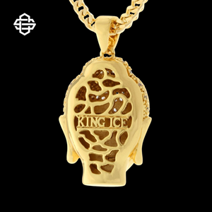 Collar con colgante de cabeza de Buda de Zirconia cúbica helada para hombre, cadena de joyería de Hip Hop de plata - Product Image 5