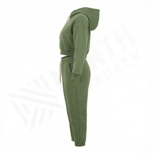 Ensemble de survêtement décontracté personnalisé 100% coton mi-lourd vintage pour femmes, sweat-shirt à capuche intégral et pantalon de jogging, athlétique, gym, fitness - Product Image 3