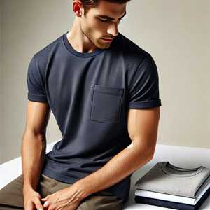 Camiseta personalizada con etiqueta privada para hombre, cómoda, ajuste Regular, cuello alto, estampado sólido, 240 gramos, peso de tela de algodón - Product Image 4