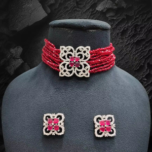 Popular American Diamond Choker Fashion Designer Necklace <b>Set</b> <b>Indian</b> Fashion <b>Jewelry</b> for Women and Girls' Party Wear - Product Image 1