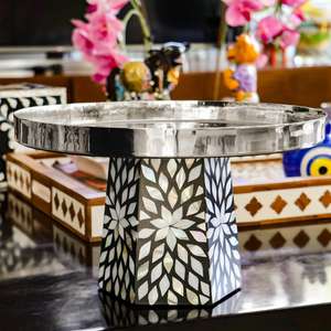 Support à gâteau de luxe en nacre incrustée, élégant présentoir à dessert fait à la main pour mariage et décoration intérieure - Product Image 5