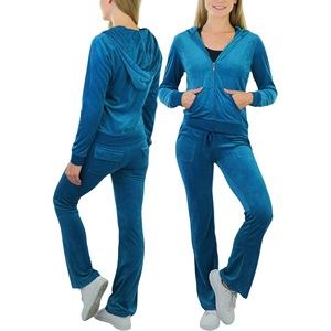 Conjunto Deportivo de Terciopelo para Mujer, 2 Piezas, Ropa Deportiva de Invierno para Mujer, Chándal Personalizado de Felpa con Patrón Sólido - Product Image 5