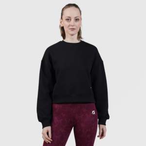 Sweat-shirt noir pour femme Bopper, broderie et impression en relief, en maille de soie, col à capuche, longueur longue, respirant, pour l'entraînement d'automne, taille XS - Product Image 1