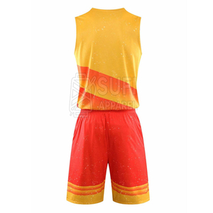Ensemble d'uniformes de basket-ball personnalisés pour les équipes scolaires - Maillot et short 100% polyester Couleurs personnalisées - Product Image 3