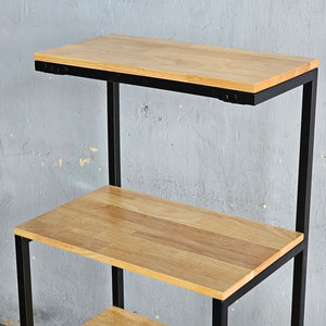 Étagère pour micro-ondes KVS68005 60x40x122cm en bois de caoutchouc massif avec structure en fer - Product Image 5