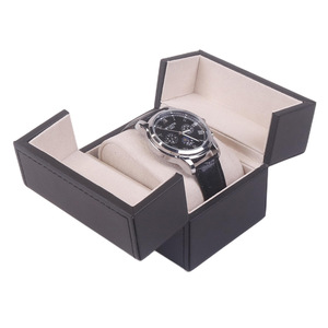Double Door Leather <b>Watch</b> Box Single Slot <b>Watch</b> Packaging <b>Case</b> with Suede Lining Outer Gift Box Custom Wholesale - Product Image 2