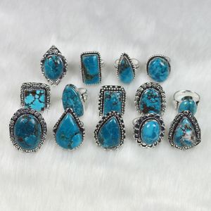 Anillos de piedras preciosas de turquesa de cobre azul natural, joyería increíble de piedras preciosas de alta calidad, anillos de collar de diseñador a granel - Product Image 4