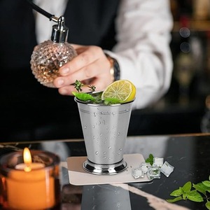 New Design <strong>2025</strong> <strong>Fancy</strong> Mint Julep <strong>Glass</strong> Fresh Arrival Super Quality Metal Silver Color Drinkware Serving Julep <strong>Cup</strong> for Barware