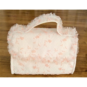 Bolsa Organizadora de Maquillaje de Tul Bordado Rosa para Cosméticos - Product Image 2