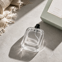 Flacon de parfum en verre de luxe haut de gamme, flacon de parfum vide carré, logo imprimé à l'écran